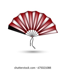 Chinese fan. Vector. Red.