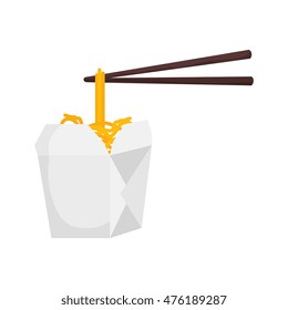 Chinese Fast Food Noodle Oriental Box Container Vector Illustration