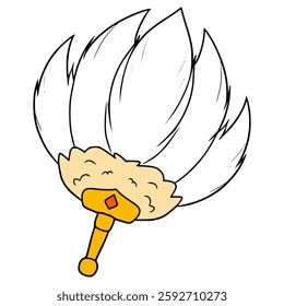 chinese feather fan illustration hand drawn isolated vector