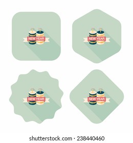 Chinese festival couplets with lantern flat icon with long shadow,eps10