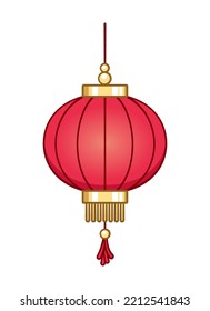 Chinese festival hanging lantern cartoon vector illustration. Traditional New year Asian red lamp.