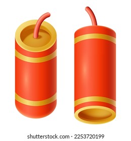 Rastreador chino. Ilustración en 3D del petardo chino de año nuevo. Ilustración vectorial
