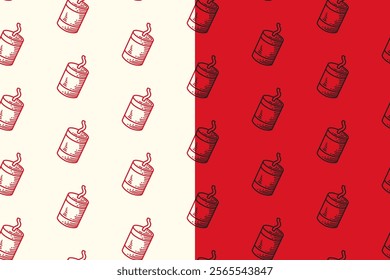 chinese firecracker doodle seamless pattern on red  background set for packaging. retro chinese fireworks background. engraving chinese crackers wallpaper. pattern background with chinese firecracker.