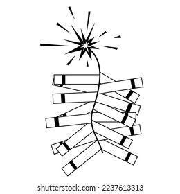Chinese Firecracker isolated on white background. Vector doodle illustration of festive Lunar New year firework.