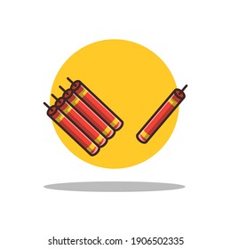 chinese firecracker vector icon cartoon illustrations chinese new year concept isolated . flat cartoon style Premium Vector