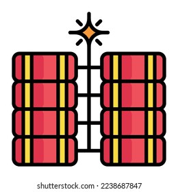 Chinese firecracker vector icon in trendy style, new year celebration