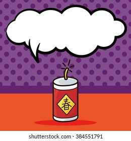 Chinese firecrackers doodle, speech bubble