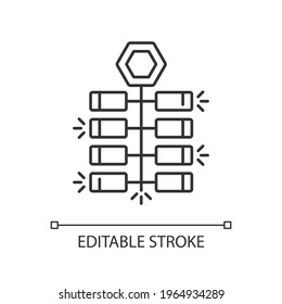Chinese firecrackers linear icon. Lunar New Year celebration. Crackers, festive explosion. Thin line customizable illustration. Contour symbol. Vector isolated outline drawing. Editable stroke