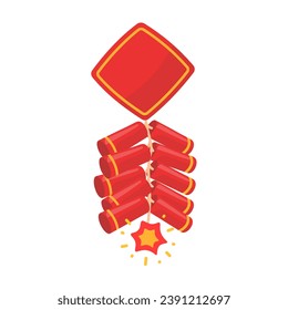 Chinese firecrackers for making loud noises to celebrate Chinese New Year. Vector Illustration.