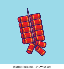 Chinese firecrackers simple cartoon vector illustration new year stuff concept icon isolated