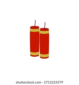 Ilustración vectorial de petardos chinos sobre fondo blanco. Celebración festiva del Año Nuevo Lunar