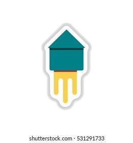 Chinese Firework Vector illustration of Chinese new year celebration in paper sticker style Firework rocket