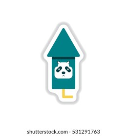Chinese Firework Vector illustration of Chinese new year celebration in paper sticker style Firework rocket with panda face