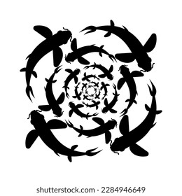 Chinese fish carp flock. Vector illustration