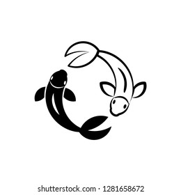 chinese, fish icon vector template