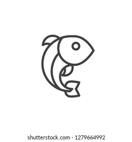 Chinese fish line icon. linear style sign for mobile concept and web design. Koi Carp Fish outline vector icon. Symbol, logo illustration. Pixel perfect vector graphics