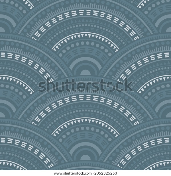 Chinese Fish Scale Embroidery Vector Seamless Stock Vector (Royalty