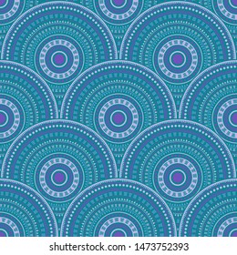 Chinese fish scale wallpaper design vector seamless pattern. Oriental motifs contemporary repeating geometry. Japanese ethnic medallion concentric shapes seamless geometric pattern.