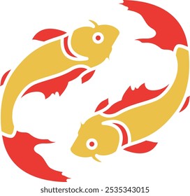 Símbolo de Peixe Chinês Ícone Representando Abundância, Prosperidade e Significado Cultural, Perfeito para Destacar Tradições, Festivais e Significado Simbólico na Cultura Chinesa com uma Bela e Arte