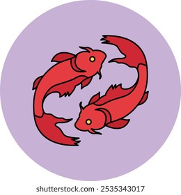 Icono de símbolo de pescado chino que representa la abundancia, la prosperidad y el significado cultural, perfecto para resaltar tradiciones, festivales y significado simbólico en la cultura china con un arte hermoso y atractivo