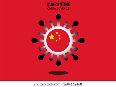Chinese flag with coronavirus graph. Symbols of coronavirus on a white background. China Coronavirus 2019-nCov epidemic concept design.