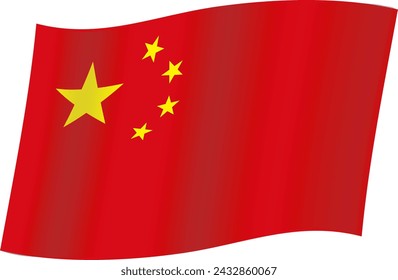 Chinese flag fluttering in the wind. 