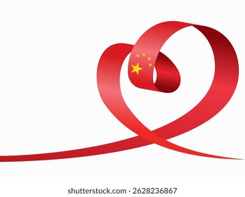 Fita em forma de coração de bandeira chinesa. Ilustração vetorial.