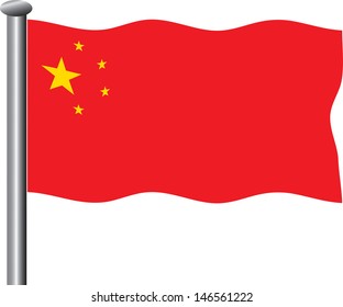 chinese flag isolated on white background