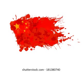 Chinese flag made of colorful splashes
