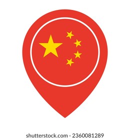 Chinese flag map pin icon. Chinese location information. Vector.