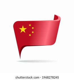 Chinese flag map pointer layout. Vector illustration.