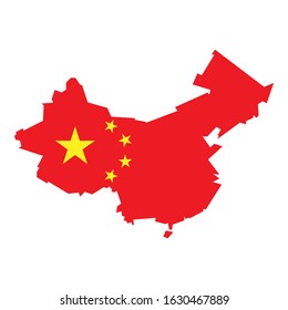 Chinese flag on China map. Vector illustration.