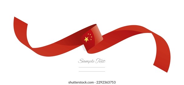 Ilustración vectorial de la cinta de la bandera china. Bandera de China sobre el fondo abstracto aislado en color blanco