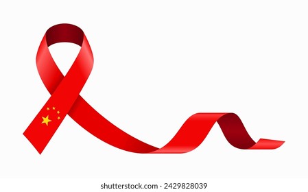 Chinese flag stripe ribbon wavy abstract background. Vector illustration.