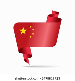 Chinese flag wavy ribbon background. Vector illustration.