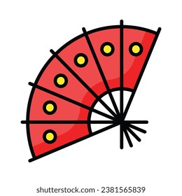 Chinese flamenco fan icon in modern design style, traditional hand fan vector