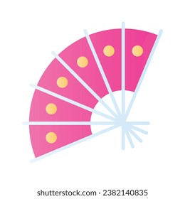 Chinese flamenco fan icon in modern design style, traditional hand fan vector