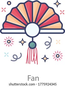 A chinese flamenco fan in modern flat style 