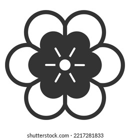 Chinese Flower - Icon, Illustration On White Background, Glyph Style