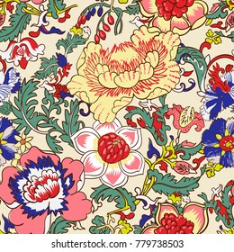 Chinese flower vector pattern multicolor