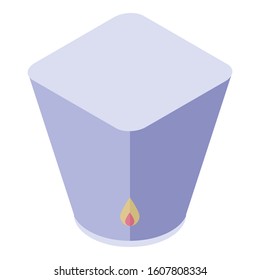 Chinese flying lantern icon. Isometric of chinese flying lantern vector icon for web design isolated on white background