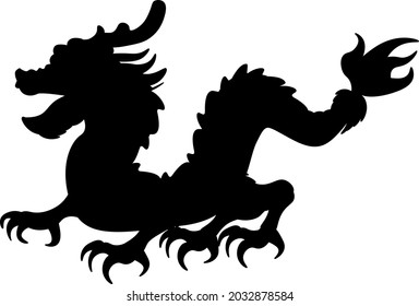Chinese folklore dragon silhouette . Vector illustration on the theme of myths and legends.