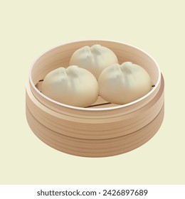 Chinese food 3D barbecue pork buns