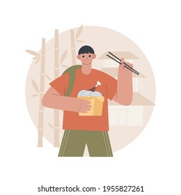 Chinese food abstract concept vector illustration. Takeout asian food, chinese cuisine, take away restaurant, cooking dim sum, china buffet, modern oriental menu delivery abstract metaphor.