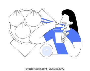 Chinese food abstract concept vector illustration. Takeout asian food, chinese cuisine, take away restaurant, cooking dim sum, china buffet, modern oriental menu delivery abstract metaphor.