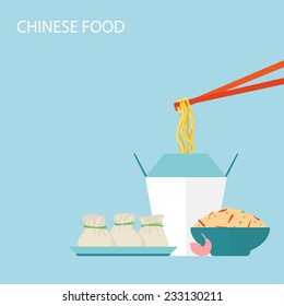 Chinese Food Background. Vector Illustration