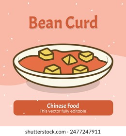 Chinese Food Bean Curd Vector 