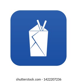 Chinese food box icon digital blue for any design isolated on white vector illustration
