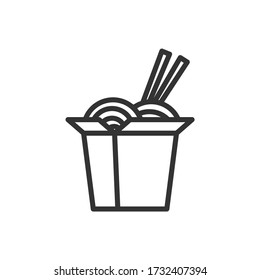 Chinese food box outline icon. Vector Illustration.