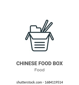 Chinese food box outline vector icon. Thin line black chinese food box icon, flat vector simple element illustration from editable food concept isolated stroke on white background